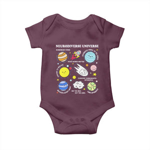 Neurodiverse Universe Baby Onesie Autism Awareness ADHD ASD Neurodiversity TS02 Maroon Print Your Wear
