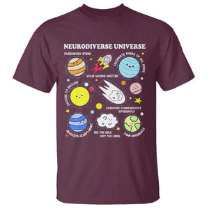 Neurodiverse Universe T Shirt Autism Awareness ADHD ASD Neurodiversity TS02 Maroon Print Your Wear