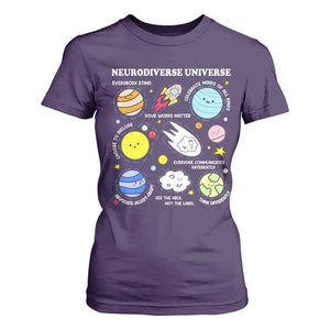 Neurodiverse Universe T Shirt For Women Autism Awareness ADHD ASD Neurodiversity TS02 Purple Print Your Wear