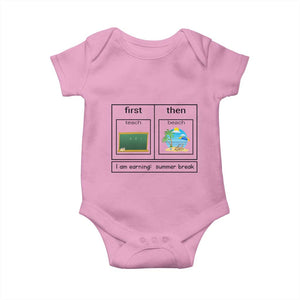 Funny Teacher Summer Break Baby Onesie First Teach Then Beach Vacation Mode TS02 Light Pink Print Your Wear