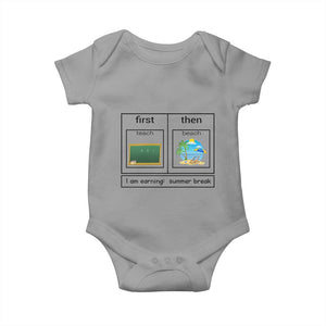 Funny Teacher Summer Break Baby Onesie First Teach Then Beach Vacation Mode TS02 Sport Gray Print Your Wear