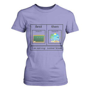 Funny Teacher Summer Break T Shirt For Women First Teach Then Beach Vacation Mode TS02 Violet Print Your Wear