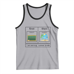 Funny Teacher Summer Break Tank Top First Teach Then Beach Vacation Mode TS02 Athletic Heather Black Print Your Wear