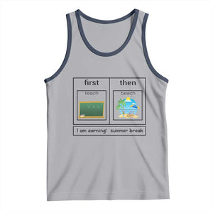 Funny Teacher Summer Break Tank Top First Teach Then Beach Vacation Mode TS02 Athletic Heather Navy Print Your Wear