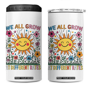 Special Education 4 in 1 Can Cooler Tumbler We All Grow At Different Rates Inspirational Inclusion Sped Teacher TS02 One Size: 16 oz White Print Your Wear