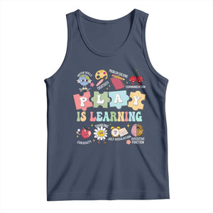 Special Education Tank Top Play is Learning Sped Teacher TS02 Navy Print Your Wear