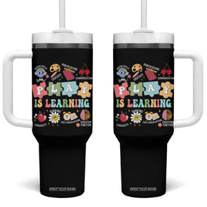 Special Education Tumbler With Handle Play is Learning Sped Teacher TS02 One Size: 40 oz Black Print Your Wear