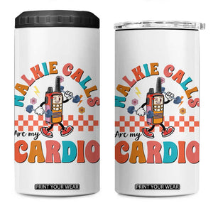 Special Education 4 in 1 Can Cooler Tumbler Walkie Calls Are My Cardio Inspirational ABA SPED TS02 One Size: 16 oz White Print Your Wear