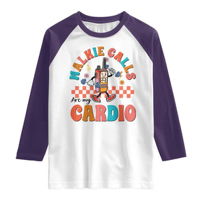 Special Education Raglan Shirt Walkie Calls Are My Cardio Inspirational ABA SPED TS02 White Purple Print Your Wear