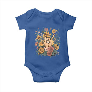 Special Education Baby Onesie Sign Language ASL Love Needs No Words TS02 Royal Blue Print Your Wear