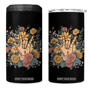 Special Education 4 in 1 Can Cooler Tumbler Sign Language ASL Love Needs No Words TS02 One Size: 16 oz Black Print Your Wear