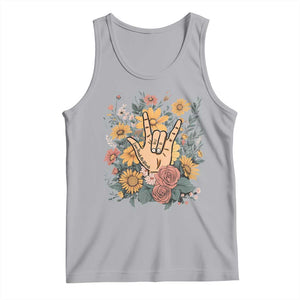 Special Education Tank Top Sign Language ASL Love Needs No Words TS02 Athletic Heather Print Your Wear