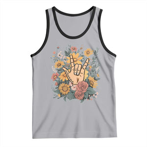 Special Education Tank Top Sign Language ASL Love Needs No Words TS02 Athletic Heather Black Print Your Wear