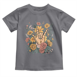 Special Education Toddler T Shirt Sign Language ASL Love Needs No Words TS02 Charcoal Print Your Wear