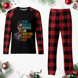 Inspirational RBG Plaid Pajama Set When Injustice Becomes Law Resistance Becomes Duty TS02 Buffalo Plaid Print Your Wear
