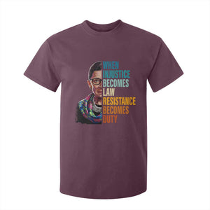 Inspirational RBG T Shirt For Kid When Injustice Becomes Law Resistance Becomes Duty TS02 Maroon Print Your Wear