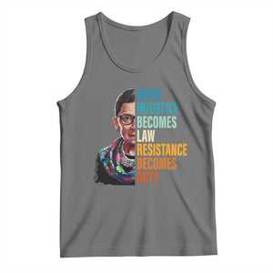 Inspirational RBG Tank Top When Injustice Becomes Law Resistance Becomes Duty TS02 Black Heather Print Your Wear