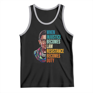 Inspirational RBG Tank Top When Injustice Becomes Law Resistance Becomes Duty TS02 Black Athletic Heather Print Your Wear