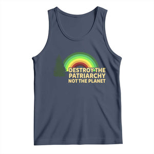 Feminist Tank Top Destroy The Patriarchy Not The Planet Feminism TS02 Navy Print Your Wear