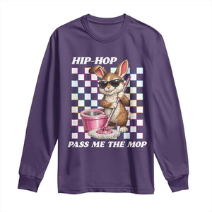 Hip Hop Easter Bunny Cleaning Pun Long Sleeve Shirt Funny Rabbit with Mop TS02 Purple Print Your Wear