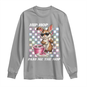 Hip Hop Easter Bunny Cleaning Pun Long Sleeve Shirt Funny Rabbit with Mop TS02 Sport Gray Print Your Wear