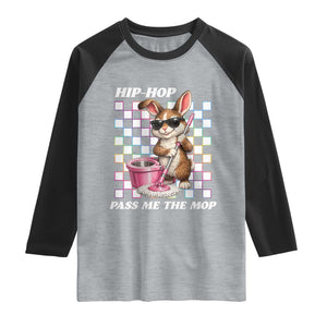 Hip Hop Easter Bunny Cleaning Pun Raglan Shirt Funny Rabbit with Mop TS02 Heather Gray Black Print Your Wear