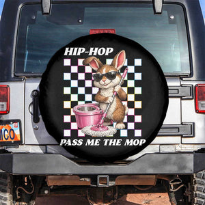 Hip Hop Easter Bunny Cleaning Pun Spare Tire Cover Funny Rabbit with Mop TS02 No hole Black Print Your Wear