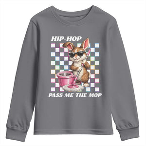 Hip Hop Easter Bunny Cleaning Pun Youth Sweatshirt Funny Rabbit with Mop TS02 Charcoal Print Your Wear
