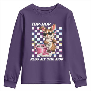 Hip Hop Easter Bunny Cleaning Pun Youth Sweatshirt Funny Rabbit with Mop TS02 Purple Print Your Wear