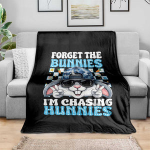 Funny Easter Bunny Forget the Bunnies I’m Chasing Hunnies Throw Blanket Cool Rabbit with Sunglasses & Hat Humor TS02 Print Your Wear
