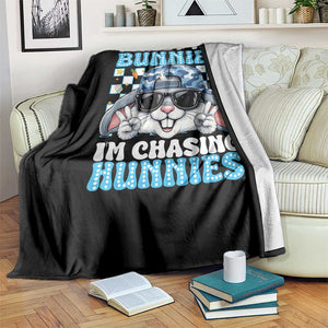 Funny Easter Bunny Forget the Bunnies I’m Chasing Hunnies Throw Blanket Cool Rabbit with Sunglasses & Hat Humor TS02 Print Your Wear