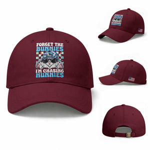 Funny Easter Bunny Forget the Bunnies I’m Chasing Hunnies Baseball Cap Cool Rabbit with Sunglasses & Hat Humor TS02 Baseball Cap Universal Fit Maroon Print Your Wear