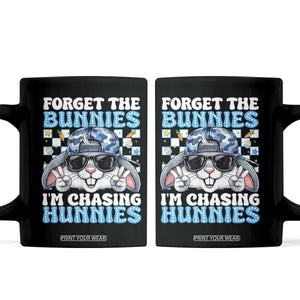 Funny Easter Bunny Forget the Bunnies I’m Chasing Hunnies Coffee Mug Cool Rabbit with Sunglasses & Hat Humor TS02 Black Print Your Wear