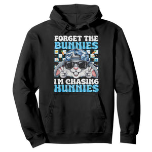 Funny Easter Bunny Forget the Bunnies I’m Chasing Hunnies Hoodie Cool Rabbit with Sunglasses & Hat Humor TS02 Black Print Your Wear