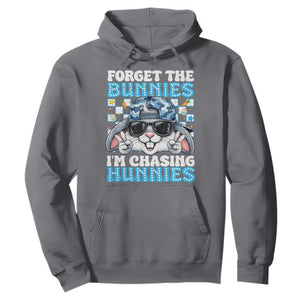 Funny Easter Bunny Forget the Bunnies I’m Chasing Hunnies Hoodie Cool Rabbit with Sunglasses & Hat Humor TS02 Charcoal Print Your Wear