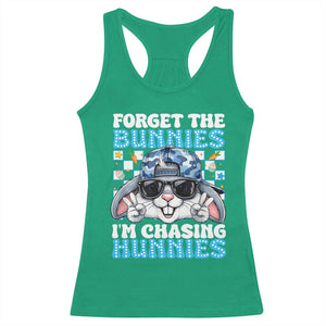 Funny Easter Bunny Forget the Bunnies I’m Chasing Hunnies Racerback Tank Top Cool Rabbit with Sunglasses & Hat Humor TS02 Irish Green Print Your Wear