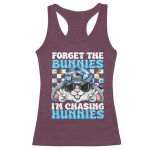 Funny Easter Bunny Forget the Bunnies I’m Chasing Hunnies Racerback Tank Top Cool Rabbit with Sunglasses & Hat Humor TS02 Maroon Print Your Wear
