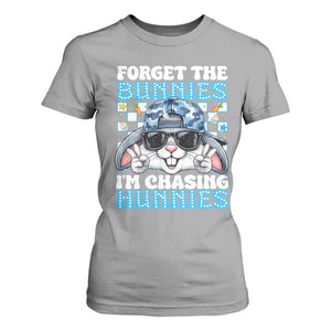 Funny Easter Bunny Forget the Bunnies I’m Chasing Hunnies T Shirt For Women Cool Rabbit with Sunglasses & Hat Humor TS02 Sport Gray Print Your Wear