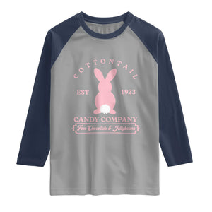 Cottontail Candy Company Vintage Easter Bunny Raglan Shirt Retro Chocolate and Jellybeans Spring Lovers TS02 Sport Gray Navy Print Your Wear