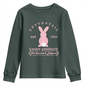 Cottontail Candy Company Vintage Easter Bunny Youth Sweatshirt Retro Chocolate and Jellybeans Spring Lovers TS02 Dark Forest Green Print Your Wear