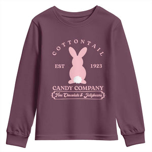 Cottontail Candy Company Vintage Easter Bunny Youth Sweatshirt Retro Chocolate and Jellybeans Spring Lovers TS02 Maroon Print Your Wear