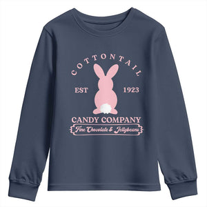 Cottontail Candy Company Vintage Easter Bunny Youth Sweatshirt Retro Chocolate and Jellybeans Spring Lovers TS02 Navy Print Your Wear