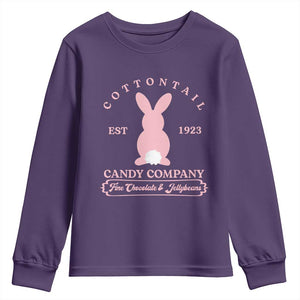 Cottontail Candy Company Vintage Easter Bunny Youth Sweatshirt Retro Chocolate and Jellybeans Spring Lovers TS02 Purple Print Your Wear