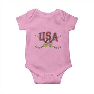 USA Ice Hockey Pride 1980 to 2026 Legacy Baby Onesie Patriotic American Champions TS02 Light Pink Print Your Wear