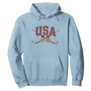 USA Ice Hockey Pride 1980 to 2026 Legacy Hoodie Patriotic American Champions TS02 Light Blue Print Your Wear
