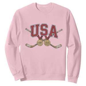 USA Ice Hockey Pride 1980 to 2026 Legacy Sweatshirt Patriotic American Champions TS02 Light Pink Print Your Wear