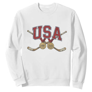 USA Ice Hockey Pride 1980 to 2026 Legacy Sweatshirt Patriotic American Champions TS02 White Print Your Wear