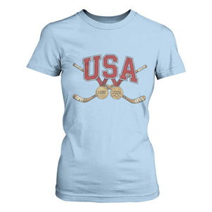 USA Ice Hockey Pride 1980 to 2026 Legacy T Shirt For Women Patriotic American Champions TS02 Light Blue Print Your Wear