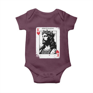 Jesus Is King Playing Card Graphic Baby Onesie King of Hearts Christian Faith TS02 Maroon Print Your Wear