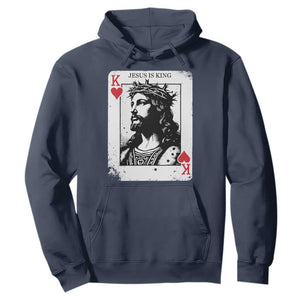 Jesus Is King Playing Card Graphic Hoodie King of Hearts Christian Faith TS02 Navy Print Your Wear
